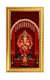 Lord Ganesh Digital Golden Color Photo Frame | Hindu Religious Wall Decor | 8x15 Inches - Inspirational Wall Art For Office, Home Decor - Ideal Spiritual Gift (F10331)