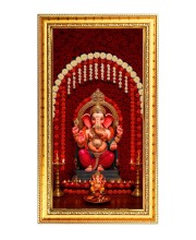 Lord Ganesh Digital Golden Color Photo Frame | Hindu Religious Wall Decor | 12x19 Inches - Inspirational Wall Art For Office, Home Decor - Ideal Spiritual Gift (F10331)