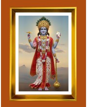 Lord Vishnu Golden Photo Frame - 16x20 Inches | Elegant Wooden Frame For Home, Office & Temple Decoration | Spiritual Wall & Table Decor And Gift Item (F9508)