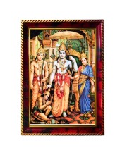 Hanuman Showing His Humbleness In Ram Darbar Photo Frame For Wall & Table | 7x9 Inch Golden Cherry Finish | Decorative Hanuman Showing His Humbleness In Ram Darbar Photo Frame For Home, Office & Pooja