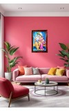 Radha Krishna Photo Frame For Wall & Table | 7x9 Inch Golden Cherry Finish | Decorative Radha Krishna Photo Frame For Home, Office & Pooja Room (F11820)