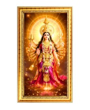 Devi Durga Digital Golden Color Photo Frame | Hindu Religious Wall Decor | 10x17 Inches - Inspirational Wall Art For Office, Home Decor - Ideal Spiritual Gift (F10254)