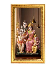 Lord Shiva,Parvati,kartik,Ganesh Digital Golden Color Photo Frame | Hindu Religious Wall Decor | 12x19 Inches - Inspirational Wall Art For Office, Home Decor - Ideal Spiritual Gift (F10339)
