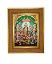 Goddess Maa Durga Photo Frame 10x14 Inches-Brown Wooden Frame For Home, Office & Temple Decoration And Gifting (F6286)