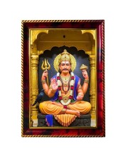 Shani Dev Photo Frame For Wall & Table | 7x9 Inch Golden Cherry Finish | Decorative Shani Dev Photo Frame For Home, Office & Pooja Room (F11687)