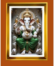 Golden Photo Frame - 10x14 Inches | Elegant Wooden Frame For Home, Office & Temple Decoration | Spiritual Wall & Table Decor and Gift Item