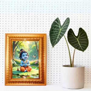 Divine Little Krishna Golden Designer Photo Frame | 18x22 Inch Religious Wall Hanging Frame For Home & Office Decoration | Hindu Deity Spiritual Gift Item Divine Little Krishna Golden Designer Photo Frame | 18x22 Inch Religious Wall Hanging Frame For Home & Office Decoration | Hindu Deity Spiritual Gift Item