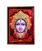 Divine Kali Maa Photo Frame For Wall & Table | 7x9 Inch Golden Cherry Finish | Decorative Divine Kali Maa Photo Frame For Home, Office & Pooja Room (F11852)