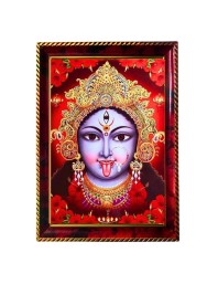 Divine Kali Maa Photo Frame For Wall & Table | 7x9 Inch Golden Cherry Finish | Decorative Divine Kali Maa Photo Frame For Home, Office & Pooja Room (F11852)