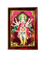 Goddess Durga Photo Frame For Wall & Table | 7x9 Inch Golden Cherry Finish | Decorative Goddess Durga Photo Frame For Home, Office & Pooja Room (F11825)