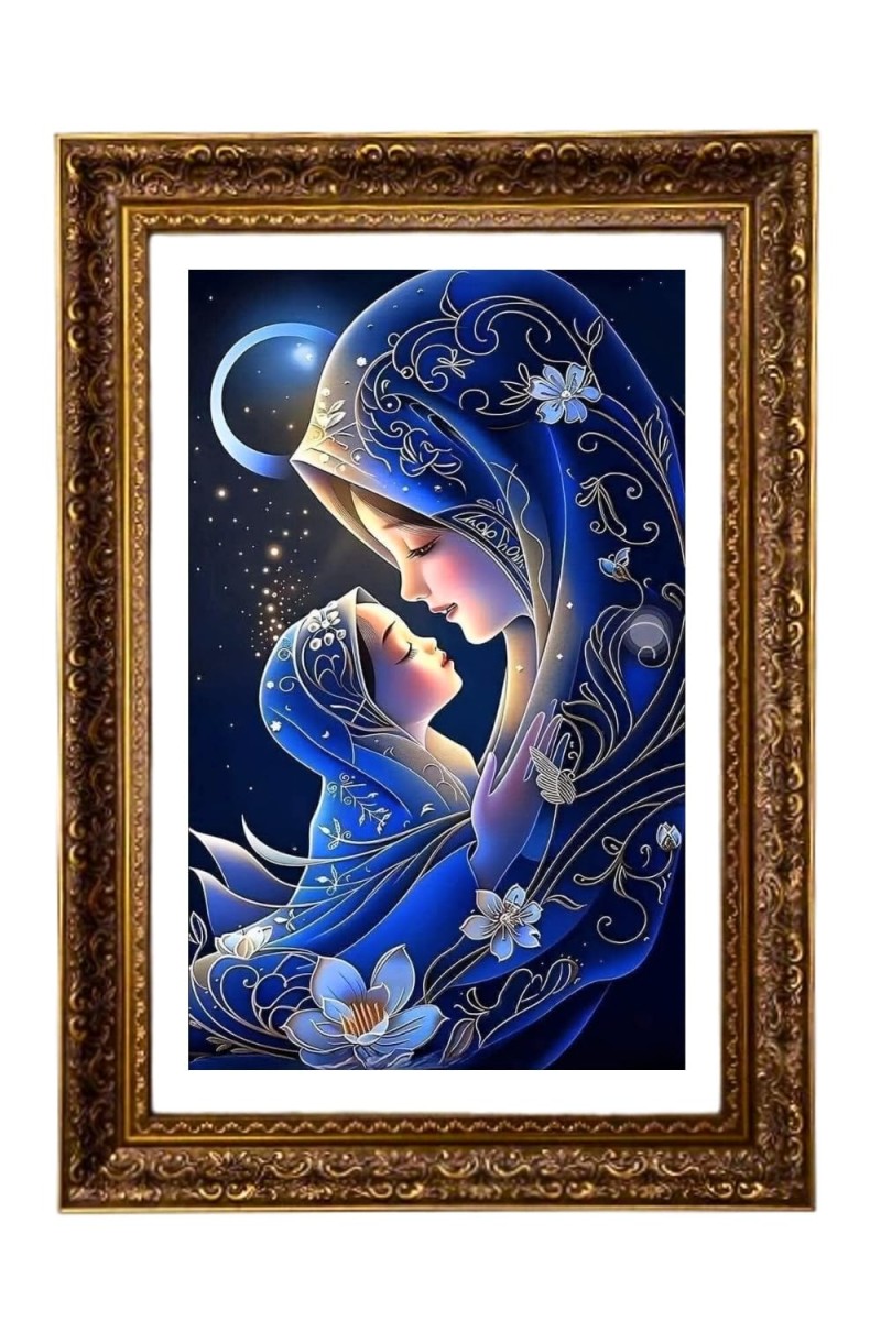 Virgin Mary And Baby Jesus Big Photo Frame - 20x28 Inches For Home,Temple & Office Decoration (F11258)