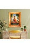 Goddess Laxmi Golden Designer Photo Frame | 12x16 Inch Religious Wall Hanging Frame For Home, Office Decoration and Spiritual Gift Item (M4)