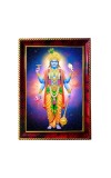 Lord Vishnu Photo Frame For Wall & Table | 7x9 Inch Golden Cherry Finish | Decorative Lord Vishnu Photo Frame For Home, Office & Pooja Room (F11787)