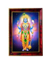 Lord Vishnu Photo Frame For Wall & Table | 7x9 Inch Golden Cherry Finish | Decorative Lord Vishnu Photo Frame For Home, Office & Pooja Room (F11787)
