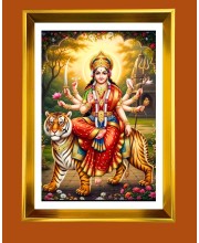 Jai Mata Devi Golden Photo Frame - 10x14 Inches | Elegant Wooden Frame For Home, Office & Temple Decoration | Spiritual Wall & Table Decor and Gift Item