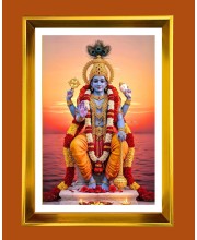 Lord Vishnu Golden Photo Frame - 16x20 Inches | Elegant Wooden Frame For Home, Office & Temple Decoration | Spiritual Wall & Table Decor And Gift Item (F9680)