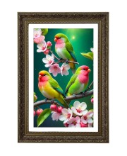 Parakeets Big Photo Frame - 20x28 Inches For Home,Temple & Office Decoration (F10751)