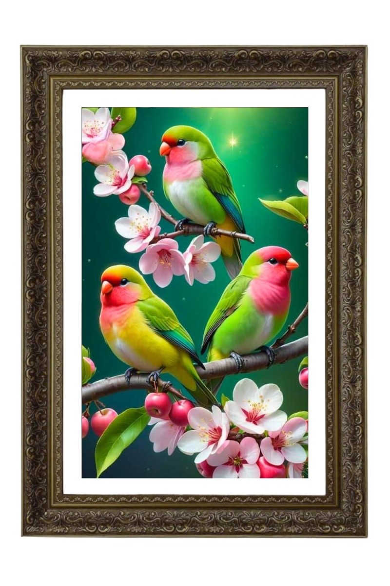 Parakeets Big Photo Frame - 20x28 Inches For Home,Temple & Office Decoration (F10751)