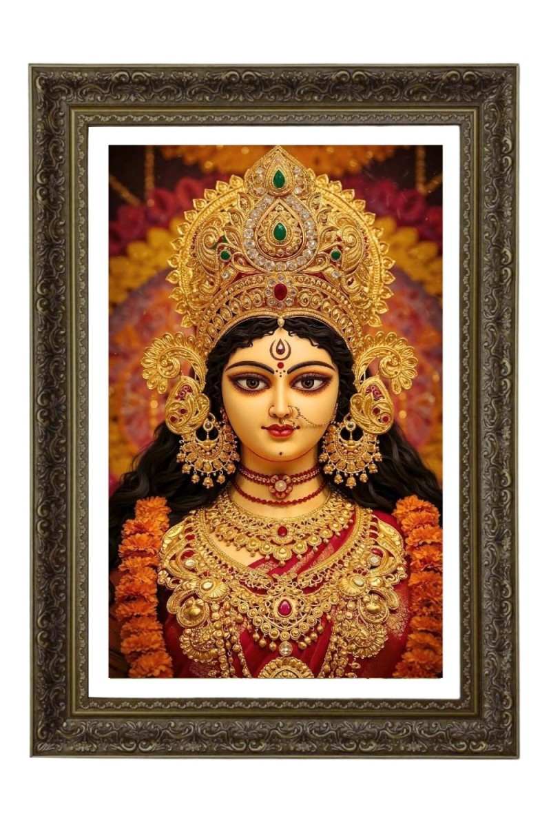 Maa Durga Big Photo Frame - 20x28 Inches For Home,Temple & Office Decoration (F11067)
