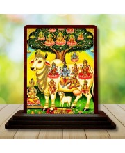 Car Desk/Table Top Gau Mata Wooden Photo Stand â€“ 3x4 Inches, Compact & Stylish Spiritual Display For Car, Home & Office (Pack Of 1) (F15059)