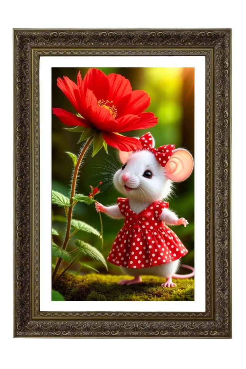 Anthropomorphic Mouse Big Photo Frame - 20x28 Inches For Home,Temple & Office Decoration (F10703)