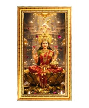 Mata Lakhsmi Digital Golden Color Photo Frame | Hindu Religious Wall Decor | 10x17 Inches - Inspirational Wall Art For Office, Home Decor - Ideal Spiritual Gift (F10366)