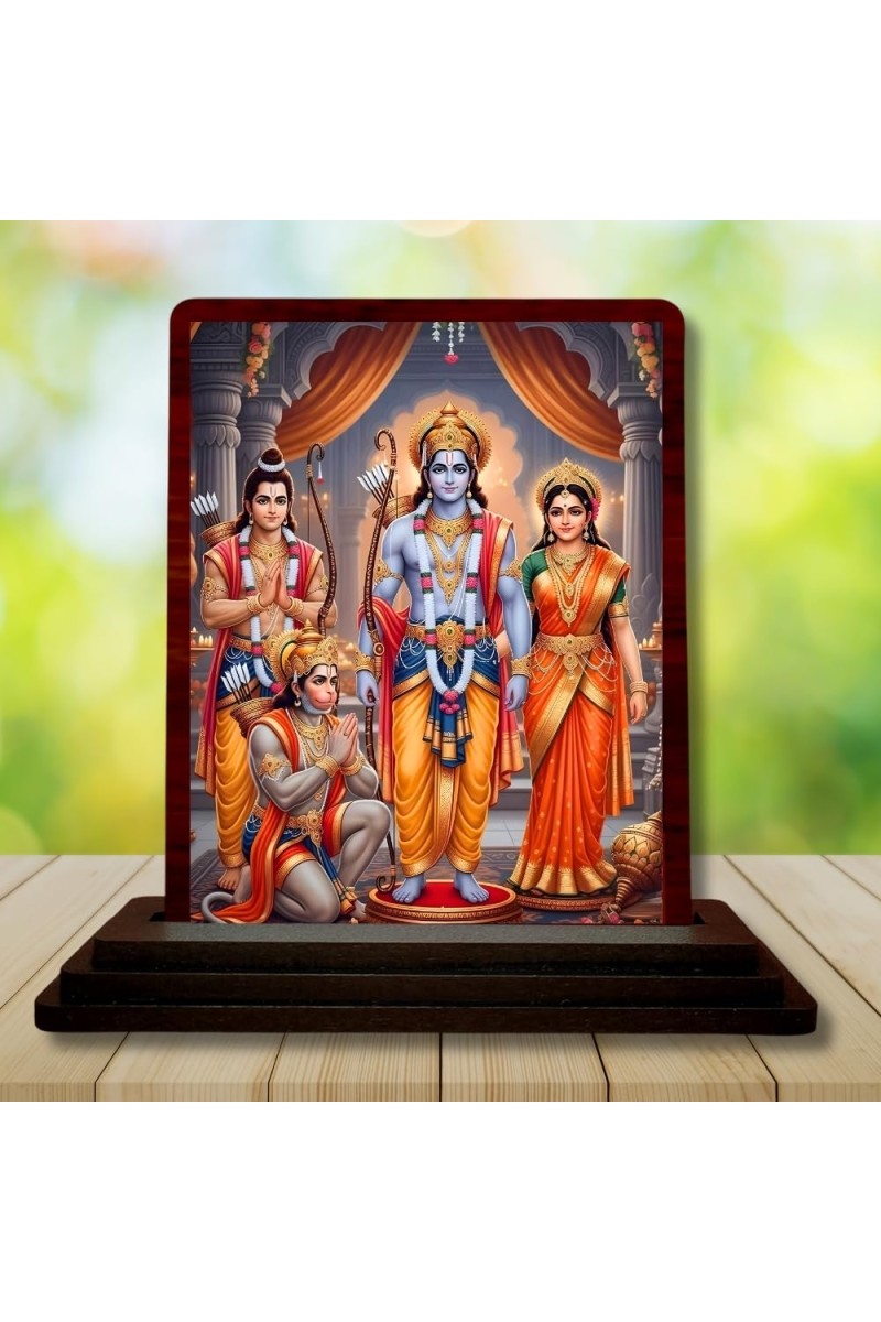 Car Desk/Table Top Lord RamSiya Wooden Photo Stand 3x4 Inches, Compact & Stylish Spiritual Display For Car, Home & Office (Pack Of 1) (F15184)