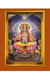 Lord Brahma Golden Photo Frame - 18x22 Inches | Elegant Wooden Frame For Home, Office & Temple Decoration | Spiritual Wall & Table Decor And Gift Item (F9543)