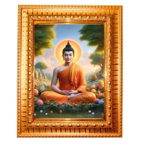 Goddess Laxmi Golden Designer Photo Frame | 14x18 Inch Religious Wall Hanging Frame For Home, Office Decoration and Spiritual Gift Item (M5)