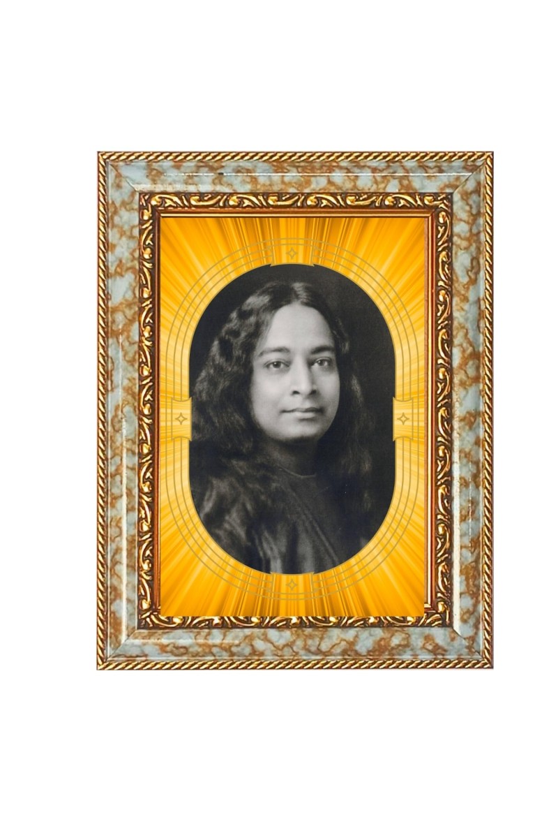 Paramahansa Yogananda Spiritual Guru Digital Photo In Designer Frame, Size 8x12 Inch | Hindu Religious Picture For Home Temple, Office & Gift | Wall Art & Pooja Decor (F10488)