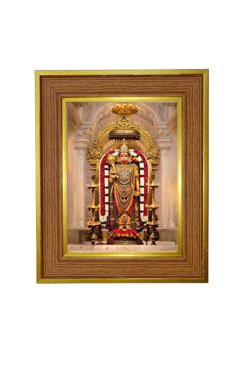 Lord Karthikeya Photo Frame 12x16 Inches-Brown Wooden Frame For Home, Office & Temple Decoration And Gifting (F6261)