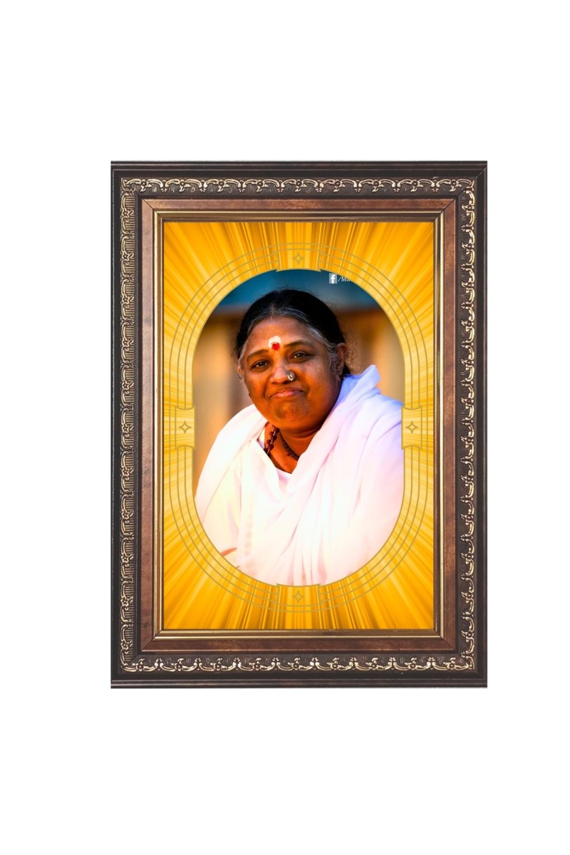 Mata Amritanandamayi Spiritual Guru Digital Photo In Designer Frame, Size 8x12 Inch | Hindu Religious Picture For Home Temple, Office & Gift | Wall Art & Pooja Decor (F10466)