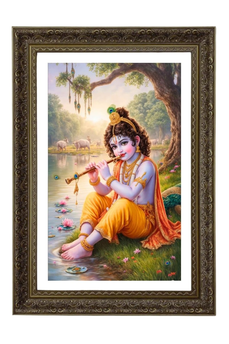 Divine Krishna Big Photo Frame - 20x28 Inches For Home,Temple & Office Decoration (F10717)