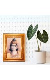 Bhagavan Krishna Golden Designer Photo Frame | 10x14 Inch Religious Wall Hanging Frame For Home & Office Decoration | Hindu Deity Bhagavan Krishna Spiritual Gift Item