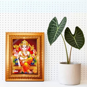 Radha And Krishna Golden Designer Photo Frame | 10x14 Inch Religious Wall Hanging Frame For Home, Office Decoration and Spiritual Gift Item (M1)