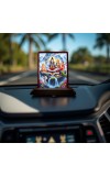 Car Desk/Table Top Lord Shiva And Parvathi Wooden Photo Stand 3x4 Inches, Compact & Stylish Spiritual Display For Car, Home & Office (Pack Of 1) (F14330)