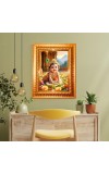 Lord Vishnu Golden Designer Photo Frame | 12x16 Inch Religious Wall Hanging Frame For Home, Office Decoration and Spiritual Gift Item (M6)