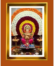 Golden Photo Frame - 10x14 Inches | Elegant Wooden Frame For Home, Office & Temple Decoration | Spiritual Wall & Table Decor and Gift Item