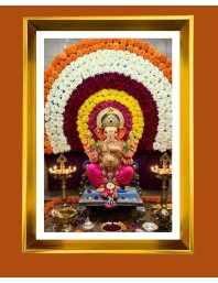 Golden Photo Frame - 10x14 Inches | Elegant Wooden Frame For Home, Office & Temple Decoration | Spiritual Wall & Table Decor and Gift Item