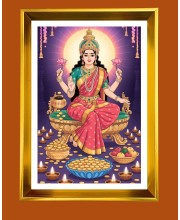 Mata Laxmi Golden Photo Frame - 10x14 Inches | Elegant Wooden Frame For Home, Office & Temple Decoration | Spiritual Wall & Table Decor And Gift Item (F9900)