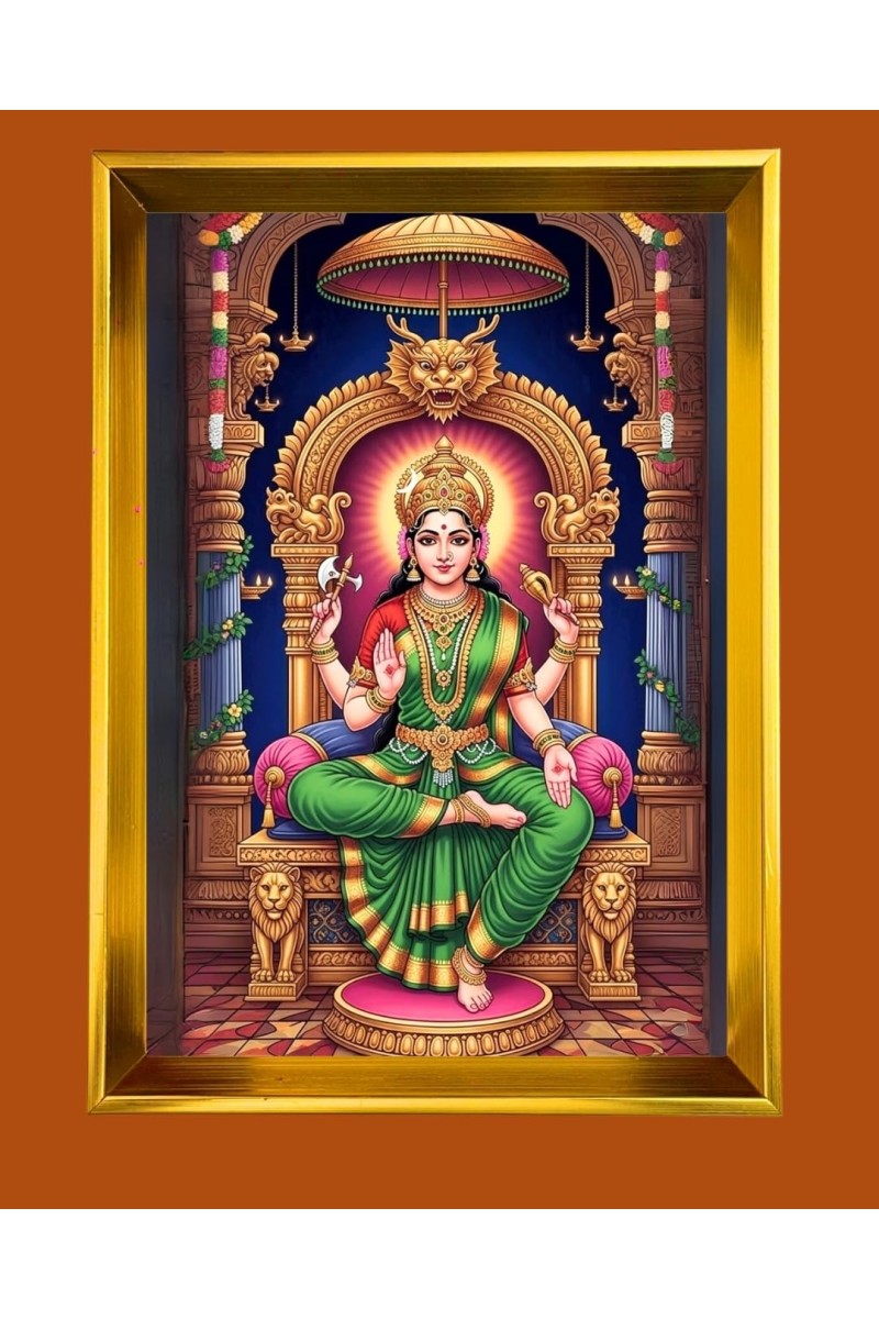 Bhuvaneshvari Golden Photo Frame - 10x14 Inches | Elegant Wooden Frame For Home, Office & Temple Decoration | Spiritual Wall & Table Decor and Gift Item