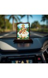 Car Desk/Table Top Goddess Saraswathi Wooden Photo Stand 3x4 Inches, Compact & Stylish Spiritual Display For Car, Home & Office (Pack Of 1) (F14648)