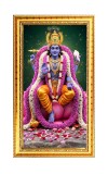 Lord Vishnu Digital Golden Color Photo Frame | Hindu Religious Wall Decor | 8x15 Inches - Inspirational Wall Art For Office, Home Decor - Ideal Spiritual Gift (F10224)