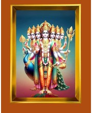 Lord Kartikeya Golden Photo Frame - 10x14 Inches | Elegant Wooden Frame For Home, Office & Temple Decoration | Spiritual Wall & Table Decor and Gift Item
