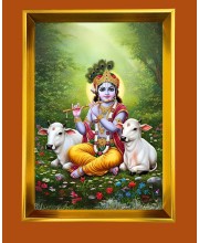 Golden Photo Frame - 10x14 Inches | Elegant Wooden Frame For Home, Office & Temple Decoration | Spiritual Wall & Table Decor and Gift Item