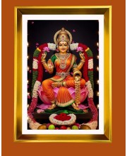 Mata Lakhsmi Golden Photo Frame - 16x20 Inches | Elegant Wooden Frame For Home, Office & Temple Decoration | Spiritual Wall & Table Decor And Gift Item (F9467)