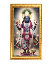 Lord Vishnu Digital Golden Color Photo Frame | Hindu Religious Wall Decor | 8x15 Inches - Inspirational Wall Art For Office, Home Decor - Ideal Spiritual Gift (F10231)