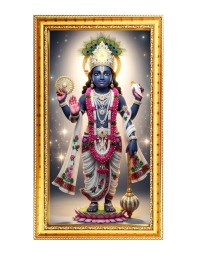 Lord Vishnu Digital Golden Color Photo Frame | Hindu Religious Wall Decor | 8x15 Inches - Inspirational Wall Art For Office, Home Decor - Ideal Spiritual Gift (F10231)