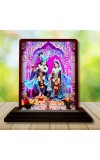 Car Desk/Table Top Radha Krishna Wooden Photo Stand 3x4 Inches, Compact & Stylish Spiritual Display For Car, Home & Office (Pack Of 1) (F14223)