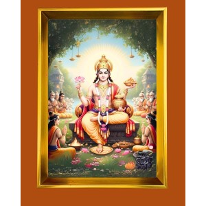 Lord Muruga Golden Photo Frame - 18x22 Inches | Elegant Wooden Frame For Home, Office & Temple Decoration | Spiritual Wall & Table Decor And Gift Item (F9545)